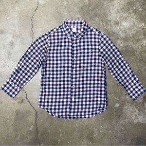 Crewcuts Boys Navy and Pink Plaid Flannel Button Up Dress Shirt - Size 4/5